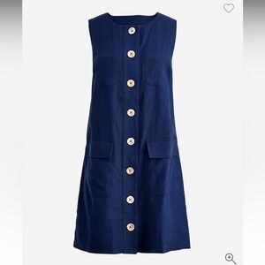 J. Crew Button-front shift dress in linen Navy Small